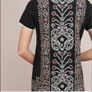 Anthropologie Black and White Embroidered Dress